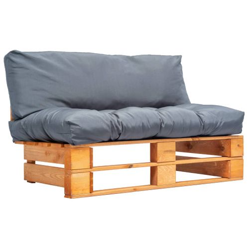 Canapé De Jardin Palette Avec Coussins Gris Pinède
