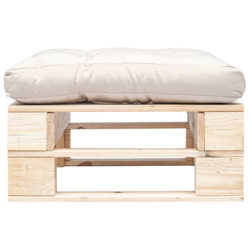 Repose-pied Palette De Jardin Et Coussin Sable Bois Naturel