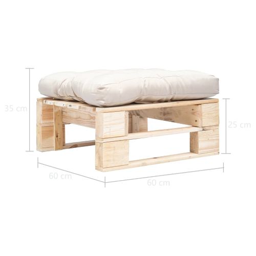 Repose-pied Palette De Jardin Et Coussin Sable Bois Naturel