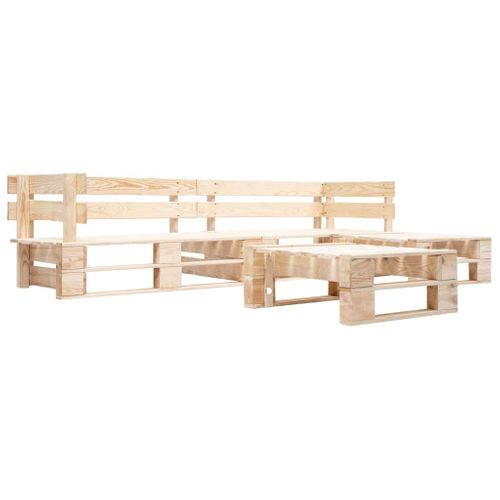 Salon De Jardin Palette 4 PCs Avec Coussins Sable Bois