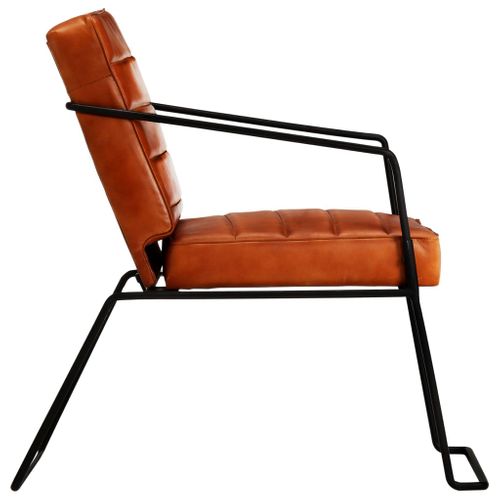 Fauteuil Brun Roux Cuir Véritable