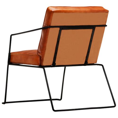 Fauteuil Brun Roux Cuir Véritable