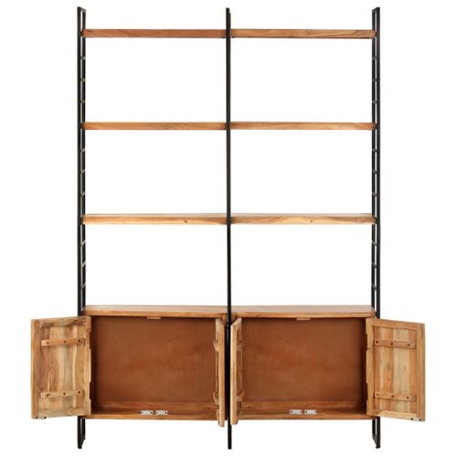 Bibliothèque À 4 Niveaux 124x30x180 Cm Bois D'acacia Massif