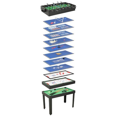Table De Jeu Multiple 15 En 1 121x61x82 Cm Noir