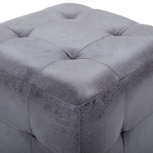 2 PCs Poufs Gris 30 X 30 X 30 Cm Similicuir Daim