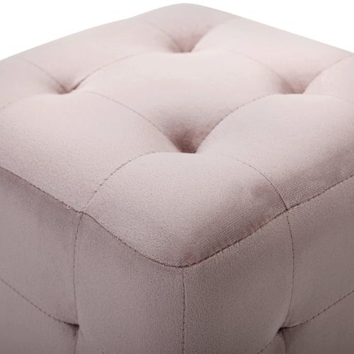 2 PCs Poufs Rose 30 X 30 X 30 Cm Tissu Velours