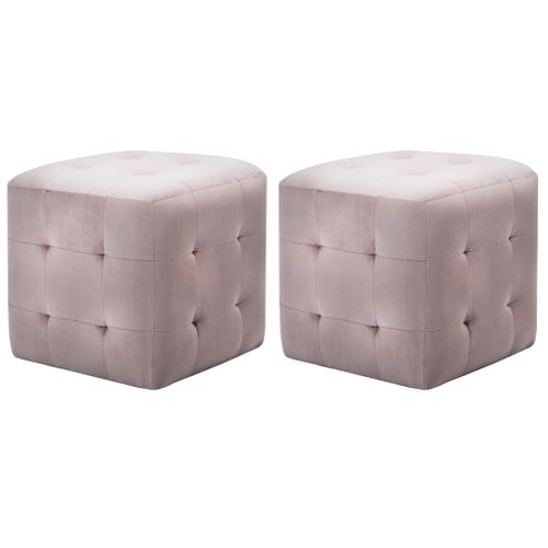 2 PCs Poufs Rose 30 X 30 X 30 Cm Tissu Velours