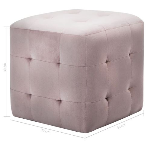2 PCs Poufs Rose 30 X 30 X 30 Cm Tissu Velours