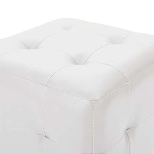 Poufs 2 Pièces Blanc 30 X 30 X 30 Cm Simili