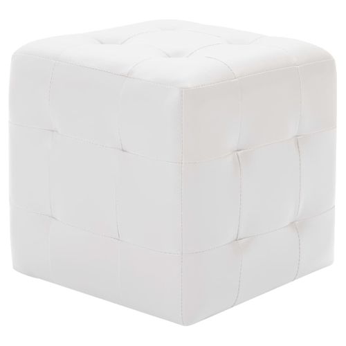 Poufs 2 Pièces Blanc 30 X 30 X 30 Cm Simili