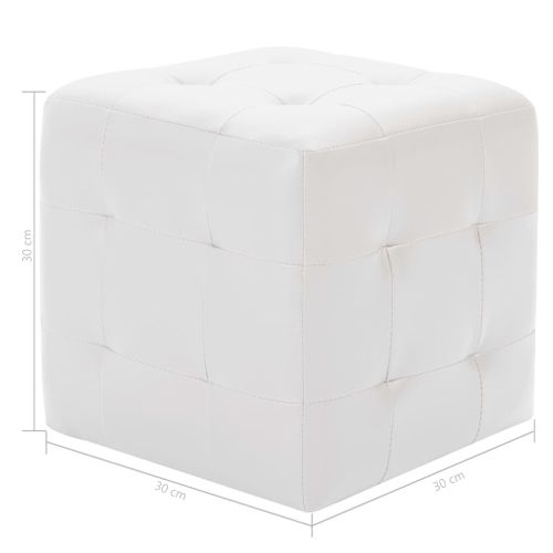Poufs 2 Pièces Blanc 30 X 30 X 30 Cm Simili