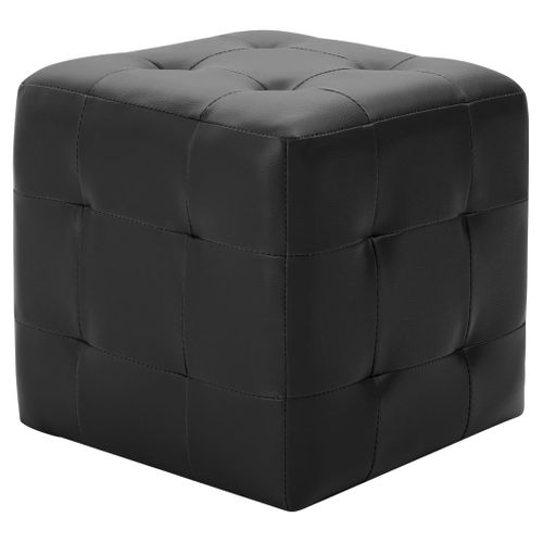 Poufs 2 Pièces Noir 30 X 30 X 30 Cm Simili