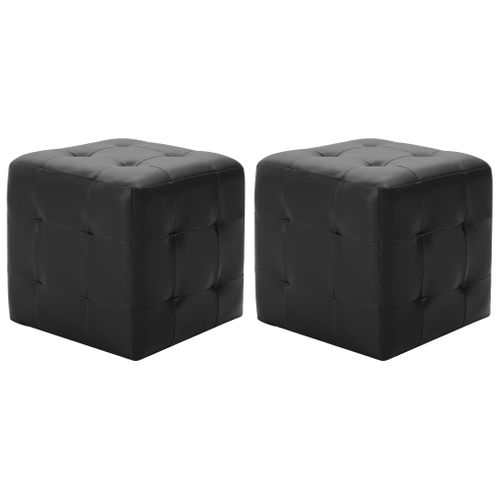 Poufs 2 Pièces Noir 30 X 30 X 30 Cm Simili