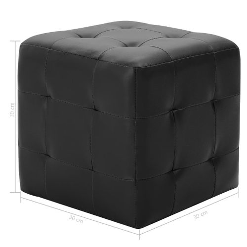 Poufs 2 Pièces Noir 30 X 30 X 30 Cm Simili