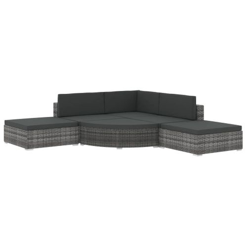 Salon De Jardin 6 Pièces Avec Coussins Résine Tressée Gris