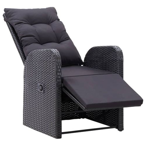 Mobilier De Bistro 3 PCs Avec Coussins Résine Tressée Noir