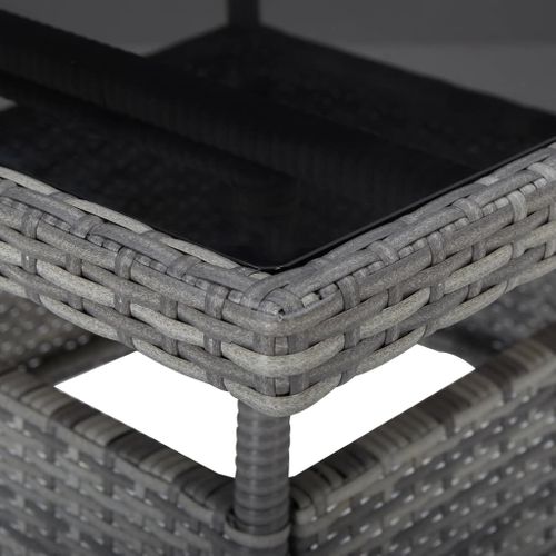 Table à Dîner D'extérieur Gris Résine Tressée Et Verre