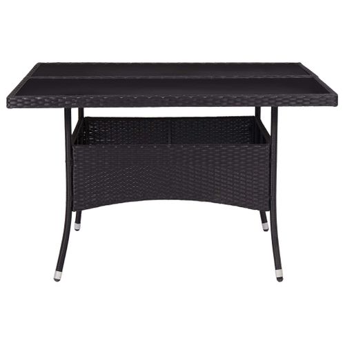 Table à Dîner D'extérieur Noir Résine Tressée Et Verre