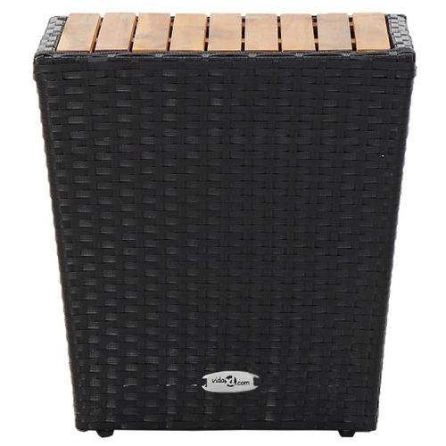 Table à Thé Noir 41,5x41,5x43cm Résine Tressée Et Bois D'acacia