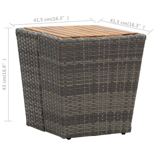 Table à Thé Gris 41,5x41,5x43cm Résine Tressée Et Bois D'acacia