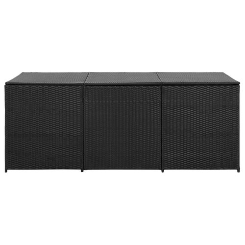 Coffre De Rangement Jardin Résine Tressée 180x90x70 Cm Noir Avec Pieds Surélevés Et Étanche