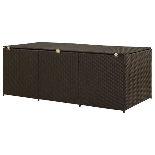 Boîte De Rangement De Jardin Résine Tressée 180x90x70 Cm Marron