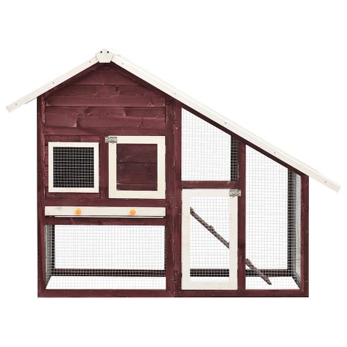 Clapier Moka Et Blanc 140x63x120 Cm Bois De Sapin Massif