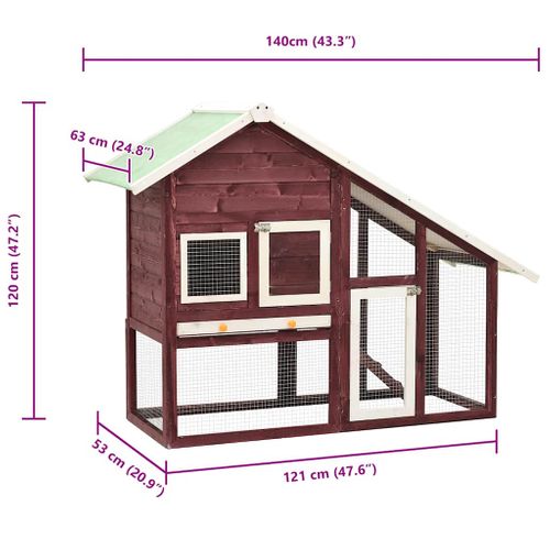 Clapier Moka Et Blanc 140x63x120 Cm Bois De Sapin Massif
