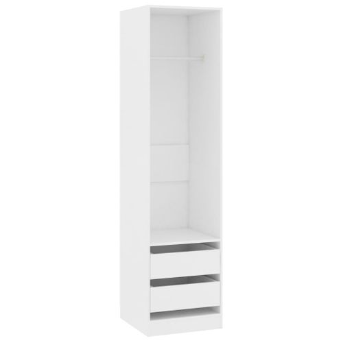 Vidaxl Garde-robe Avec Tiroirs Blanc 50x50x200 Cm Bois D'ingénierie Penderie Armoire De Rangement