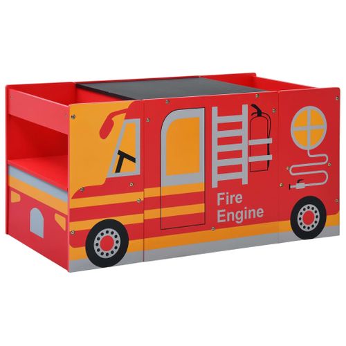 Jeu De Table Et Chaises D'enfants 3 Pièces Camion De Pompiers Bois