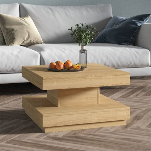 Table Basse Marron Clair 60x60x35 Cm Mdf
