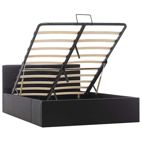 Cadre De Lit à Rangement Hydraulique Noir Similicuir 120x200 Cm