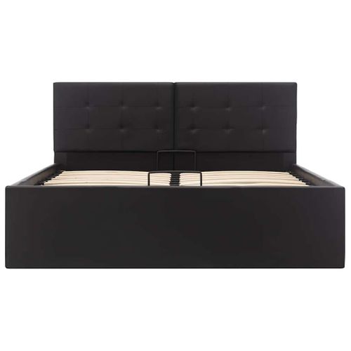 Cadre De Lit à Rangement Hydraulique Noir Similicuir 120x200 Cm