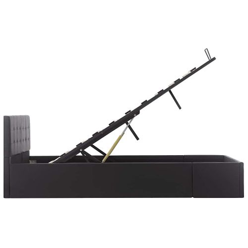 Cadre De Lit à Rangement Hydraulique Noir Similicuir 120x200 Cm