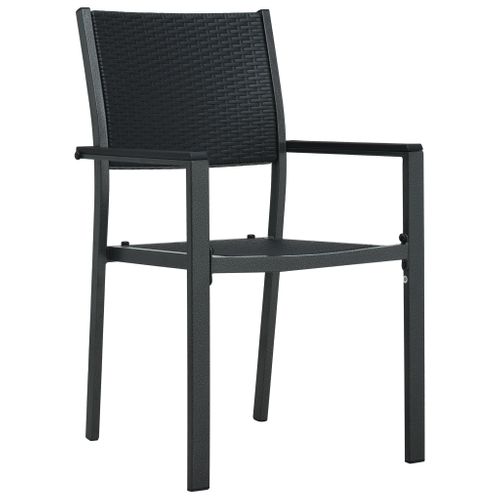 Chaises De Jardin Lot De 4 Noir Plastique Aspect De Rotin