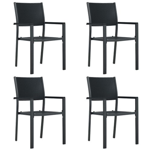 Chaises De Jardin Lot De 4 Noir Plastique Aspect De Rotin