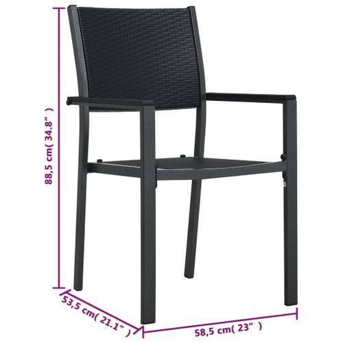Chaises De Jardin Lot De 4 Noir Plastique Aspect De Rotin