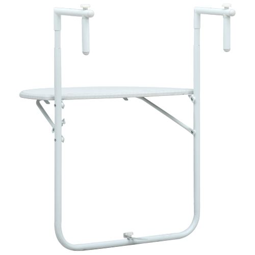 Table De Balcon Aspect Rotin - 60x64x83.5 Cm - Blanc