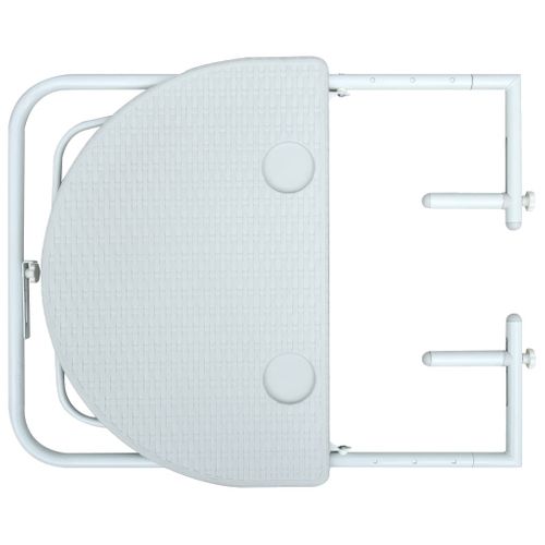 Table De Balcon Aspect Rotin - 60x64x83.5 Cm - Blanc