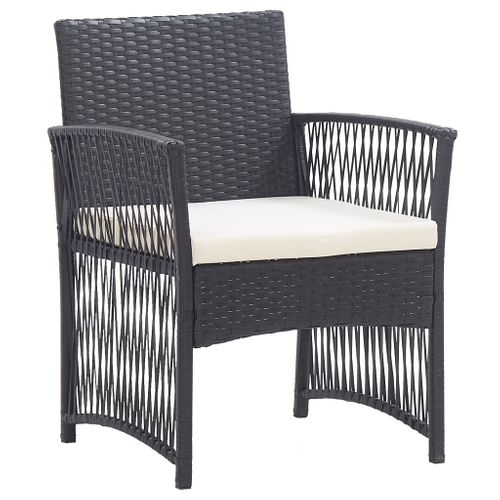 Fauteuils De Jardin Avec Coussins Lot De 2 Noir Résine Tressée