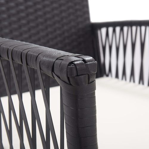 Fauteuils De Jardin Avec Coussins Lot De 2 Noir Résine Tressée