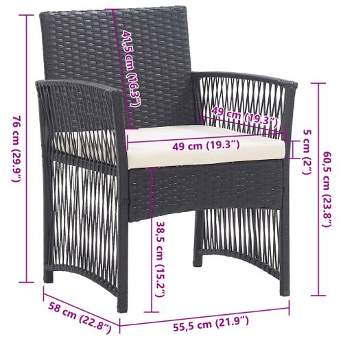 Fauteuils De Jardin Avec Coussins Lot De 2 Noir Résine Tressée