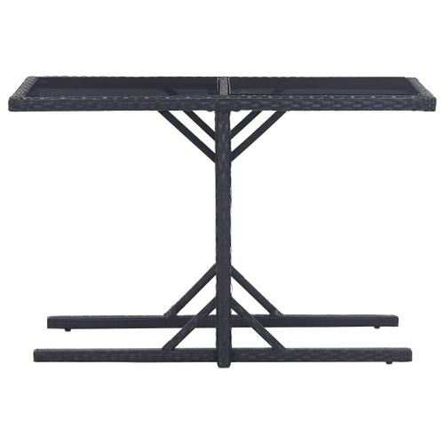 Table De Jardin Noir 110x53x72 Cm Verre Et Résine Tressée