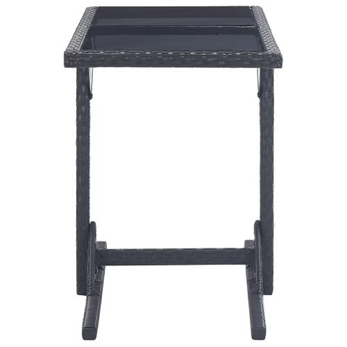 Table De Jardin Noir 110x53x72 Cm Verre Et Résine Tressée