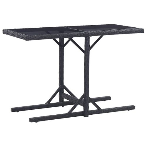 Table De Jardin Noir 110x53x72 Cm Verre Et Résine Tressée