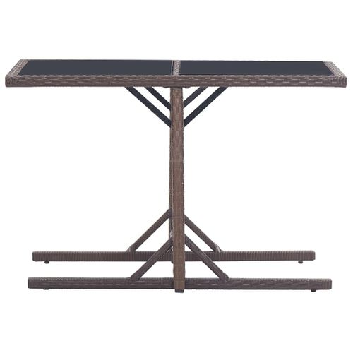 Table De Jardin Marron 110x53x72 Cm Verre Et Résine Tressée