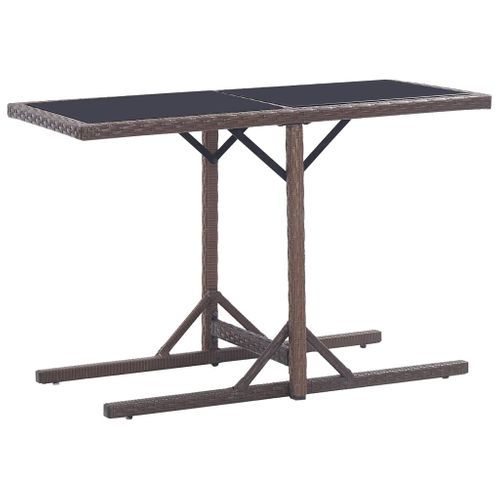 Table De Jardin Marron 110x53x72 Cm Verre Et Résine Tressée