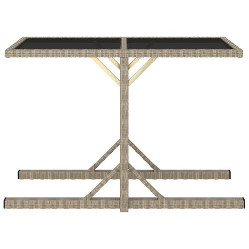 Table De Jardin Beige 110x53x72 Cm Verre Et Résine Tressée