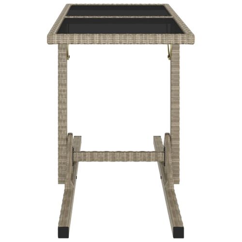 Table De Jardin Beige 110x53x72 Cm Verre Et Résine Tressée