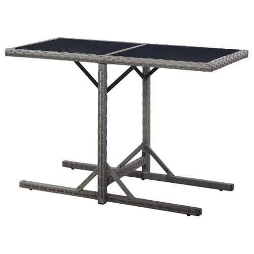 Table De Jardin Anthracite 110x53x72 Cm Verre Et Résine Tressée